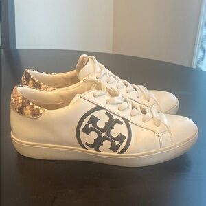 Tory Burch Cream and Black Sneakers with Logo